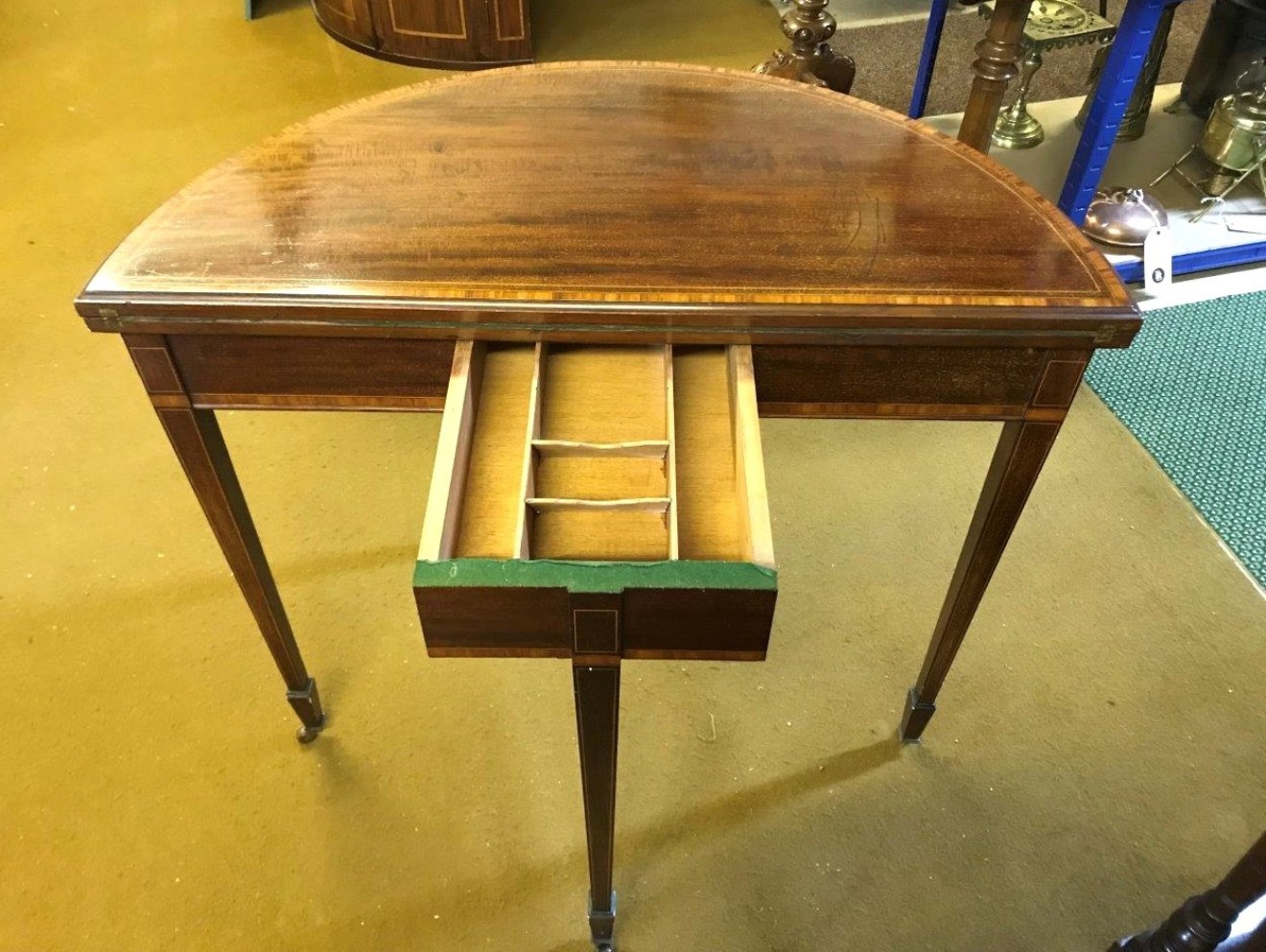 Edwardian Inlaid Mahogany Demi Lune Card / Games Table