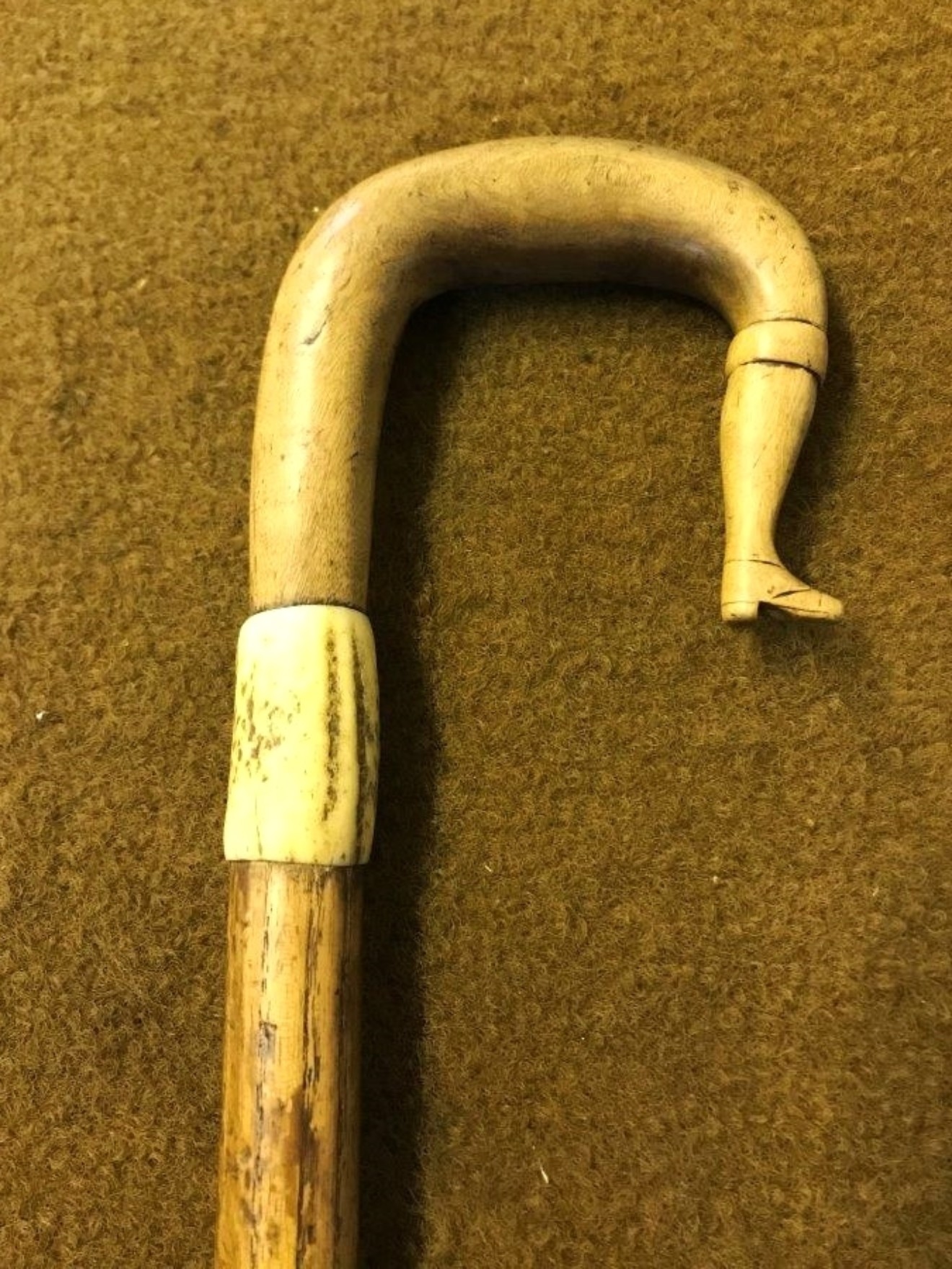 Antique Scottish Walking Stick with Boot Shaped Handle