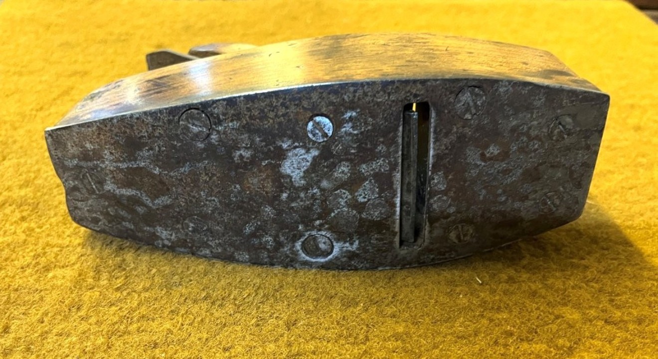 Antique Beech Coffin Block Smoothing Plane with Metal Sole Plate by A Mathieson & Son, Glasgow & Edinburgh