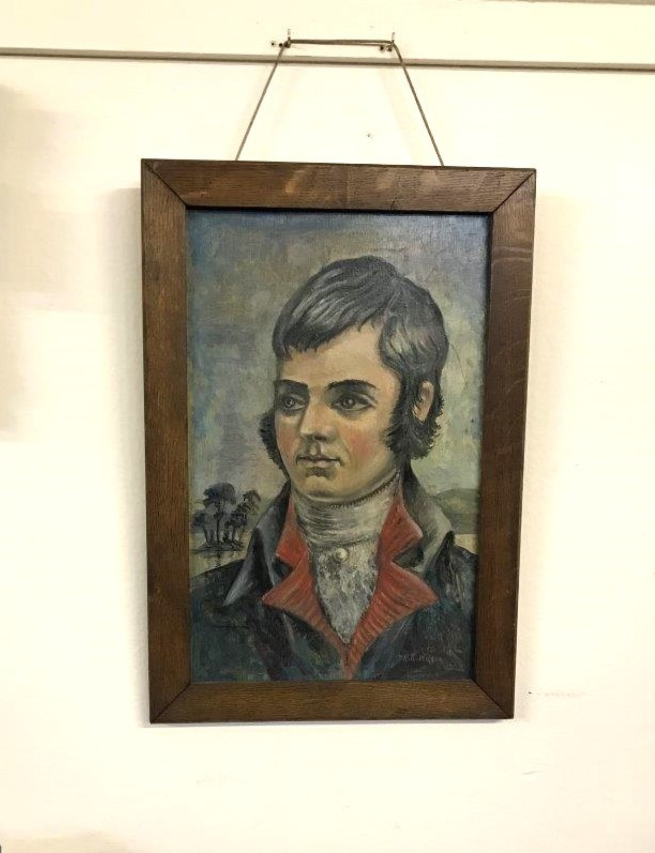 Vintage Oil Painting of Robert Burns Signed H R Wilson (After the Original by Alexander Nasmyth in 1787)