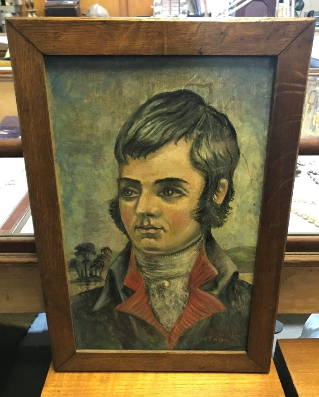 Vintage Oil Painting of Robert Burns Signed H R Wilson (After the Original by Alexander Nasmyth in 1787)