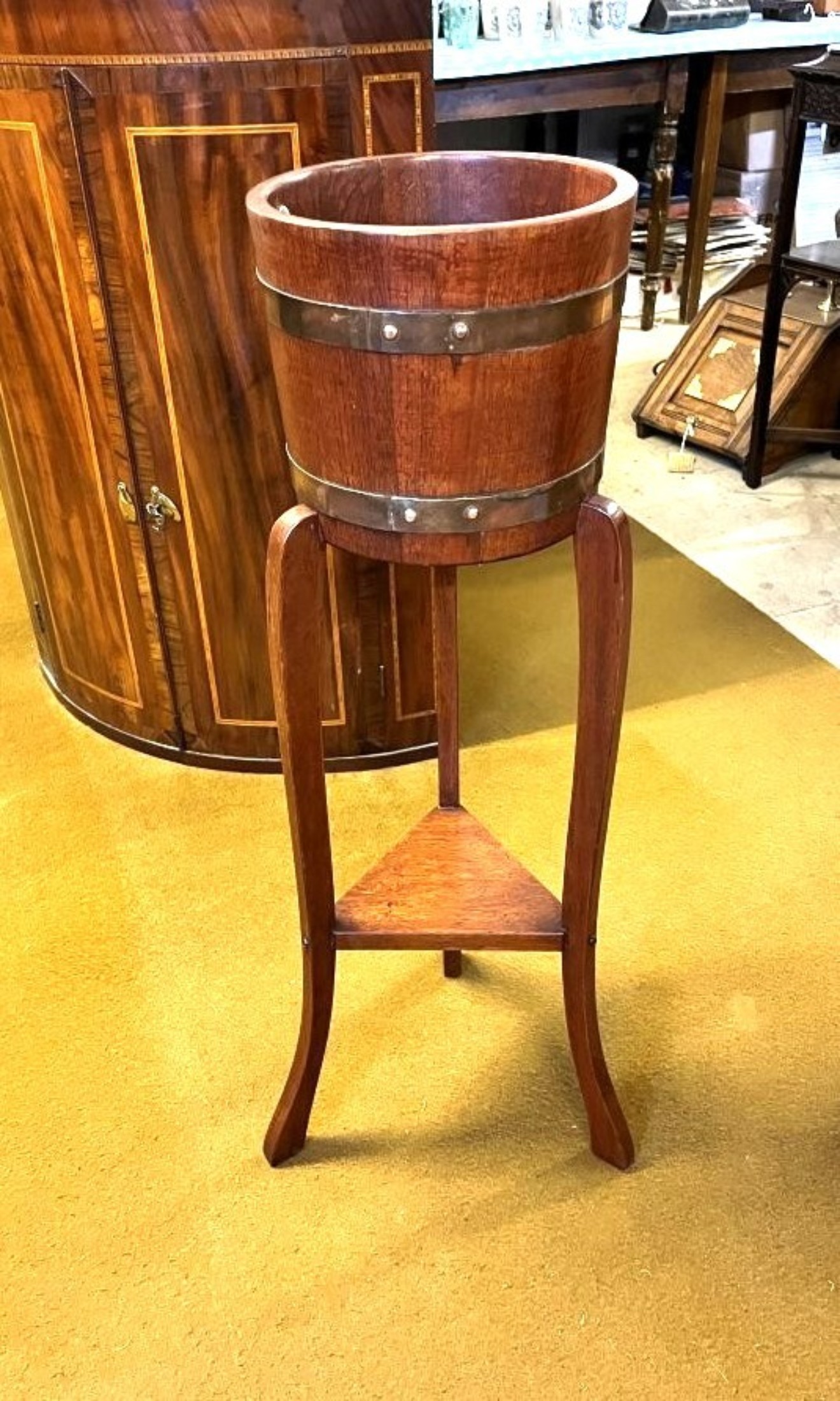 Antique Oak Barrel Planter by R.A. Lister Co Ltd Dursley England