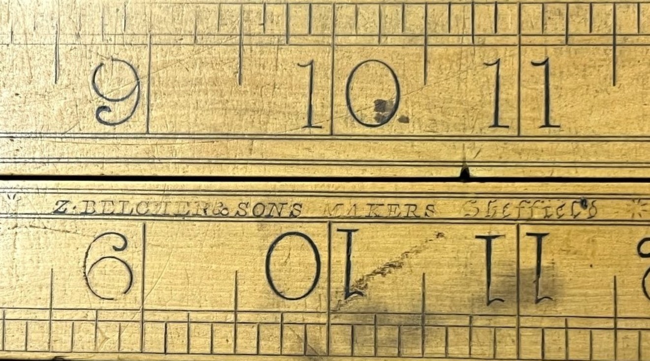 Rare Antique 20" Wooden Folding Set Square / Ruler By Z Belcher & Sons Makers Sheffield