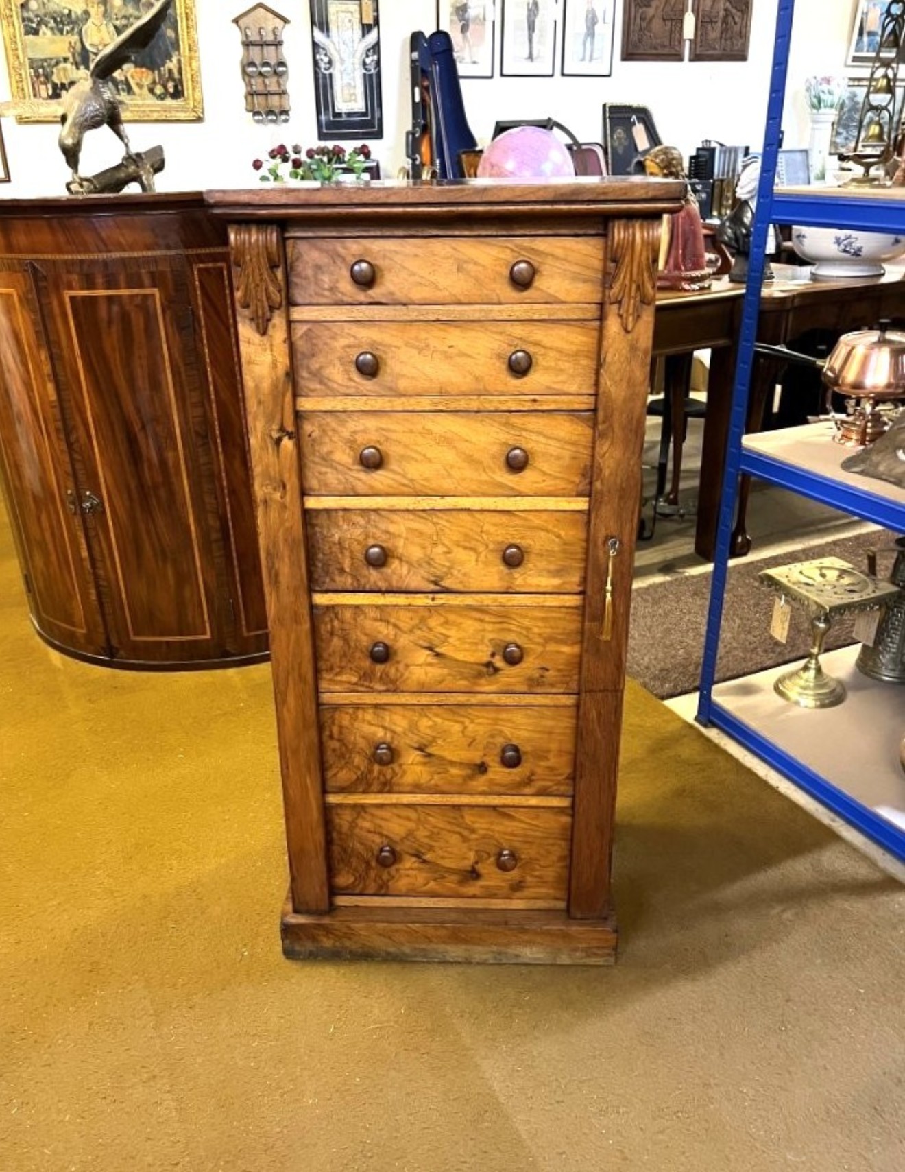 Victorian Figured Walnut Wellington Chest