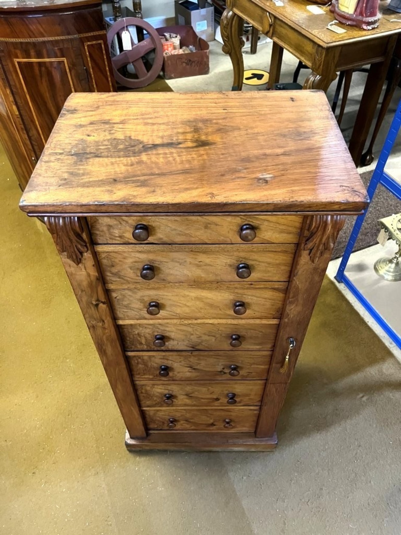 Victorian Figured Walnut Wellington Chest