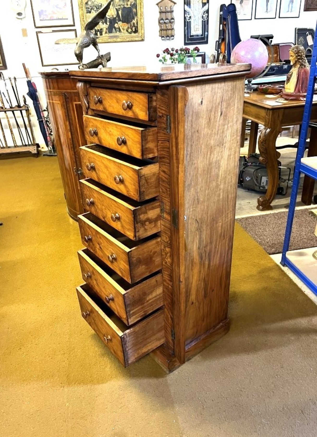 Victorian Figured Walnut Wellington Chest
