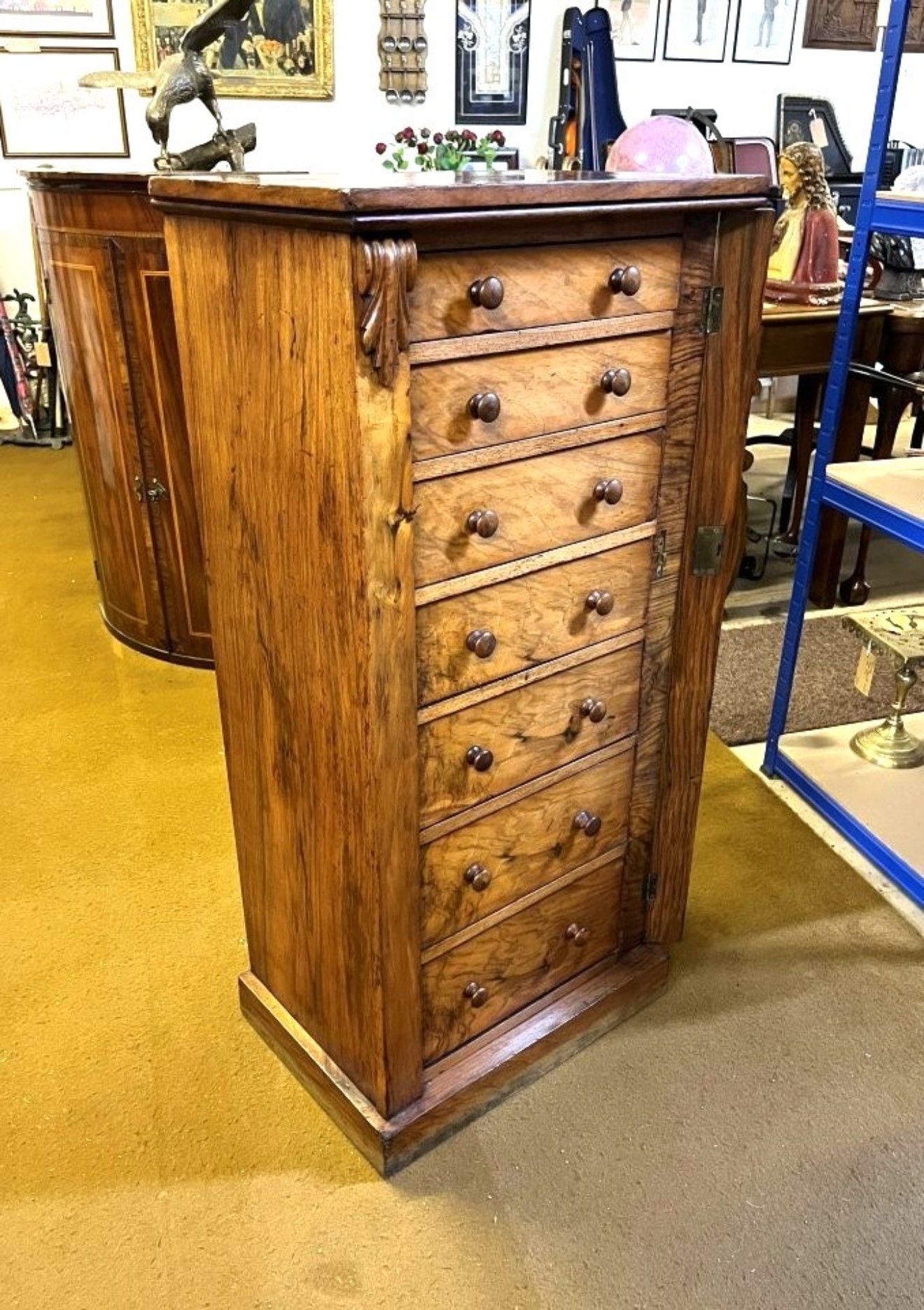 Victorian Figured Walnut Wellington Chest