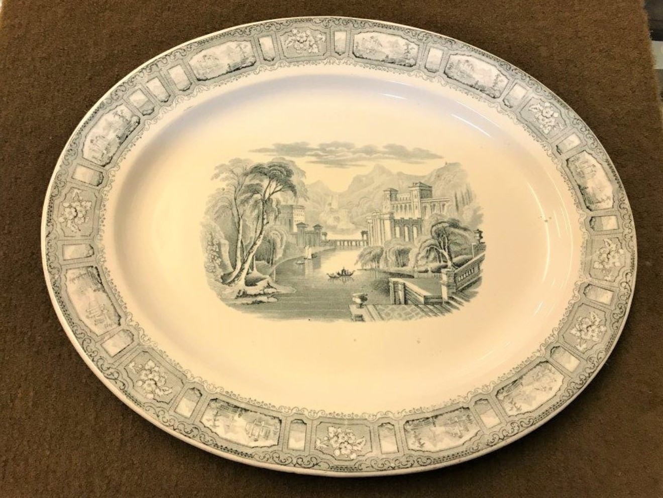 Antique Chinese Grey White Serving Platter