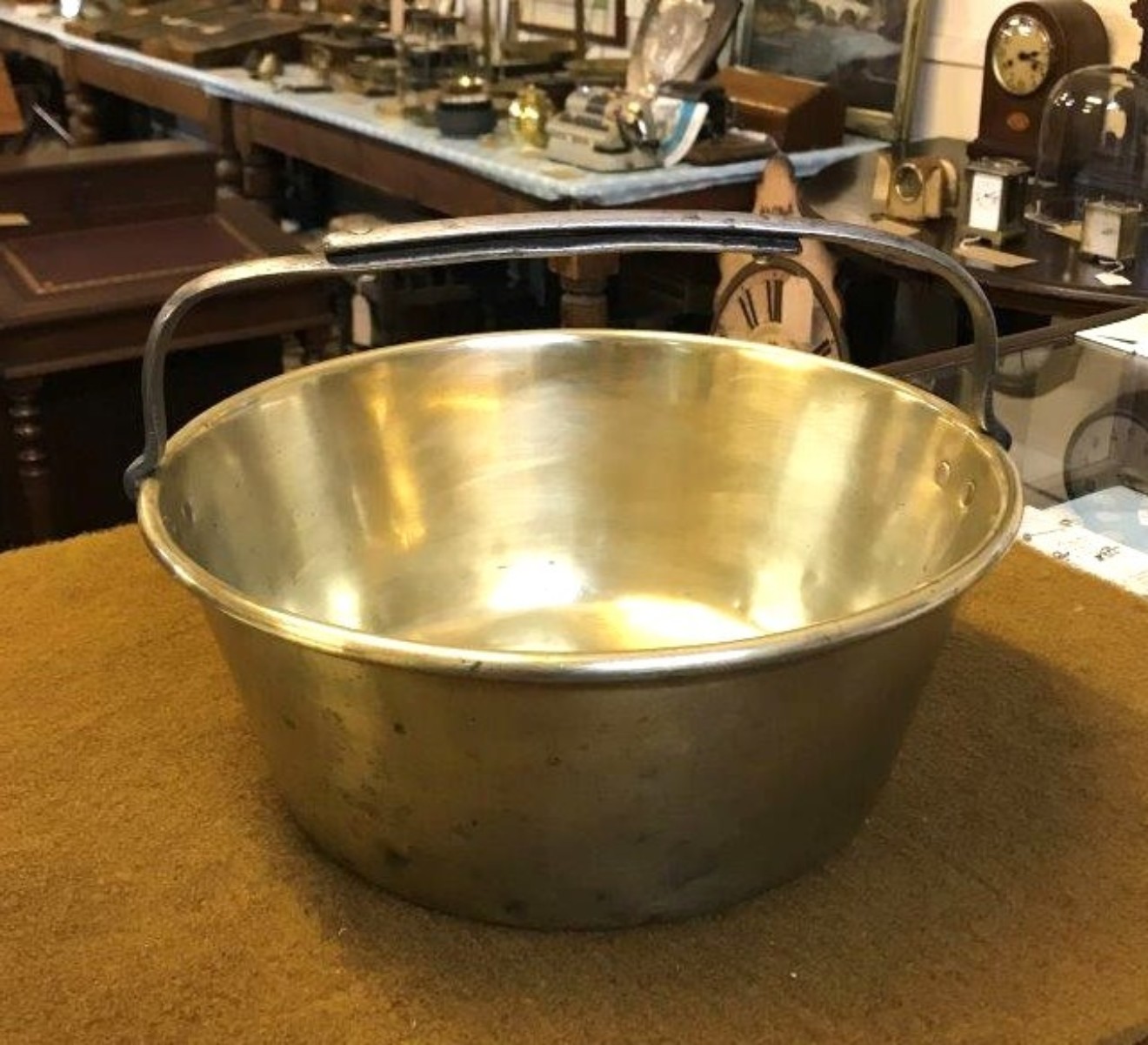 Antique Brass Berry Pan with Wrought Iron Handle