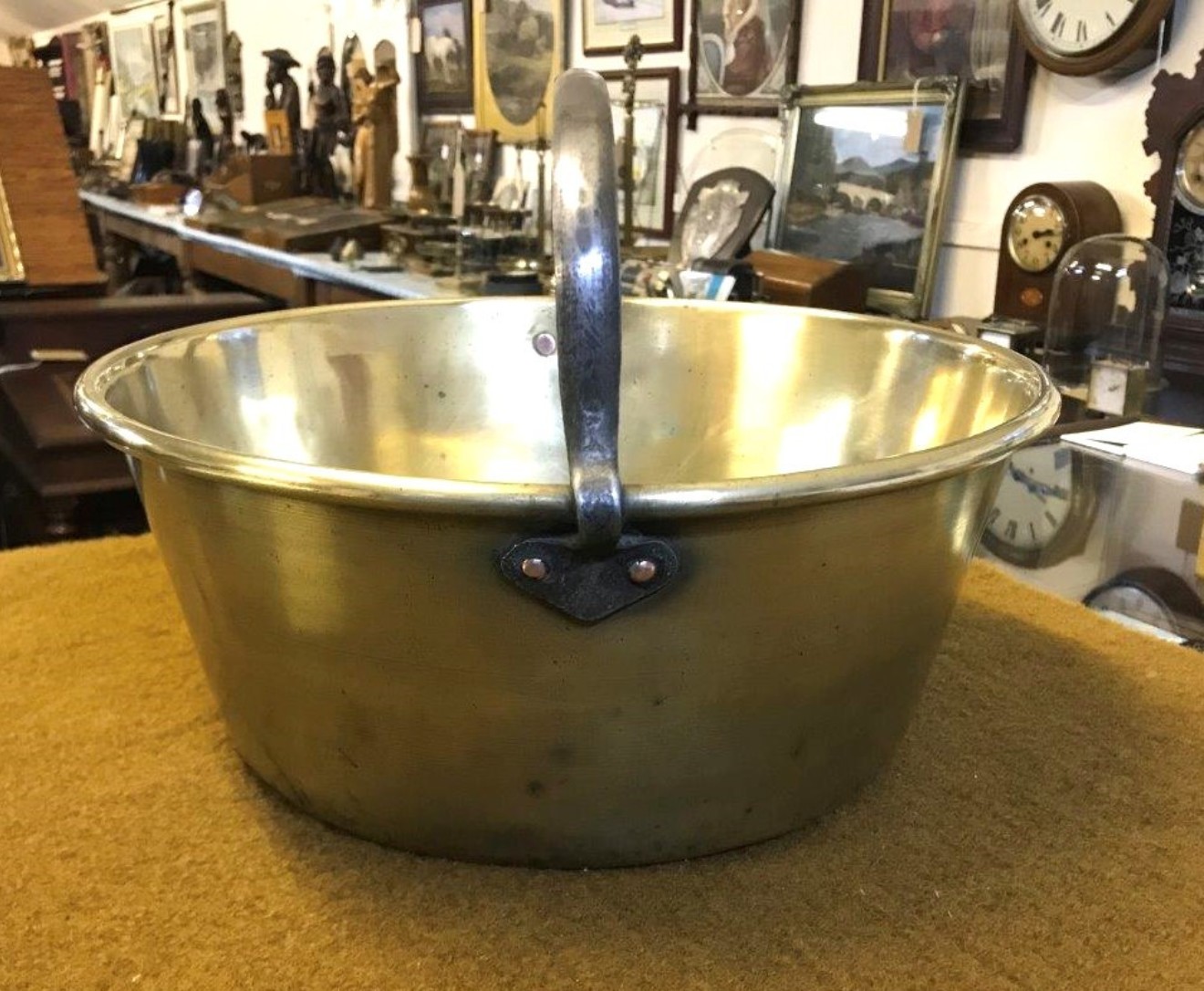 Antique Brass Berry Pan with Wrought Iron Handle