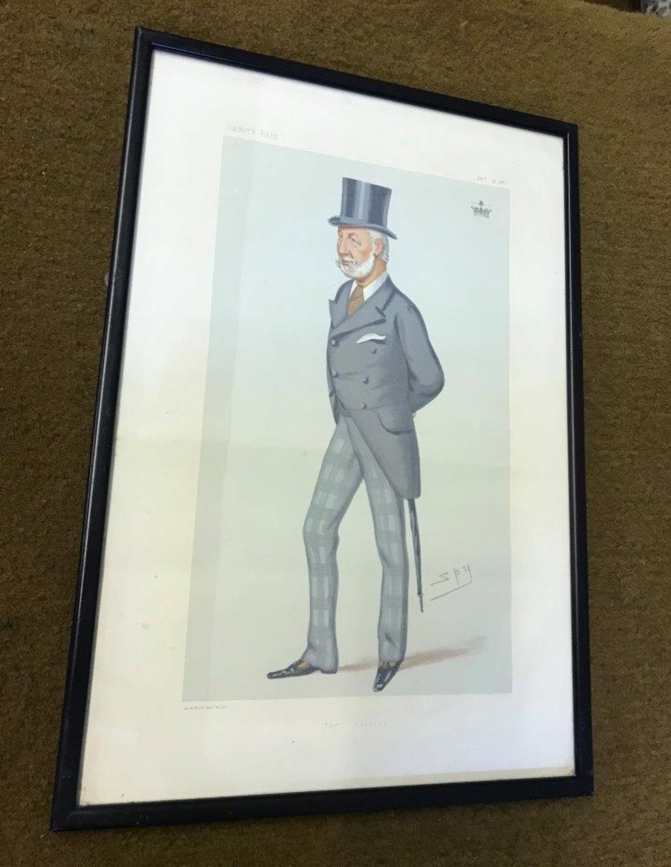 Victorian Framed Vanity Fair SPY Lithograph of The Duke of Manchester "The Colonies"