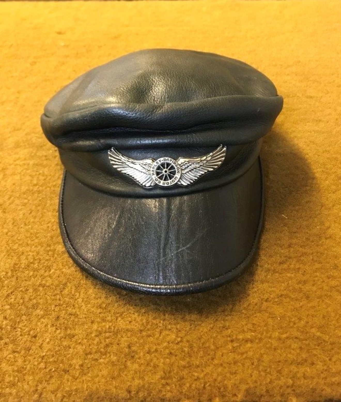 Vintage Harley Davidson Leather Captains Cap