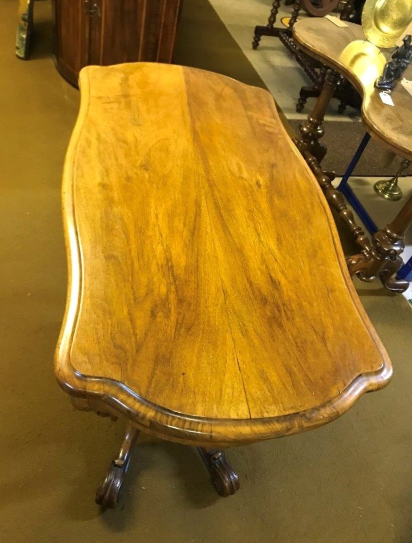 Late Victorian Walnut Folding Cradle Base Gaming Table