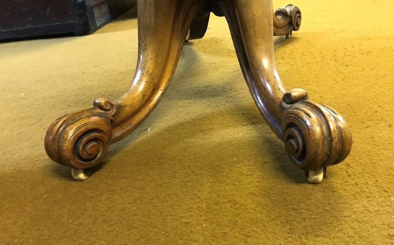 Late Victorian Walnut Folding Cradle Base Gaming Table