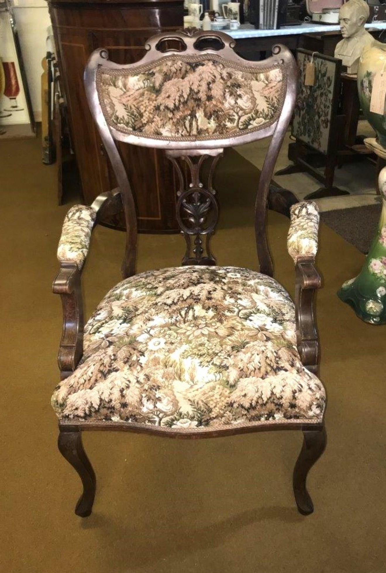 Victorian Mahogany Open Armchair