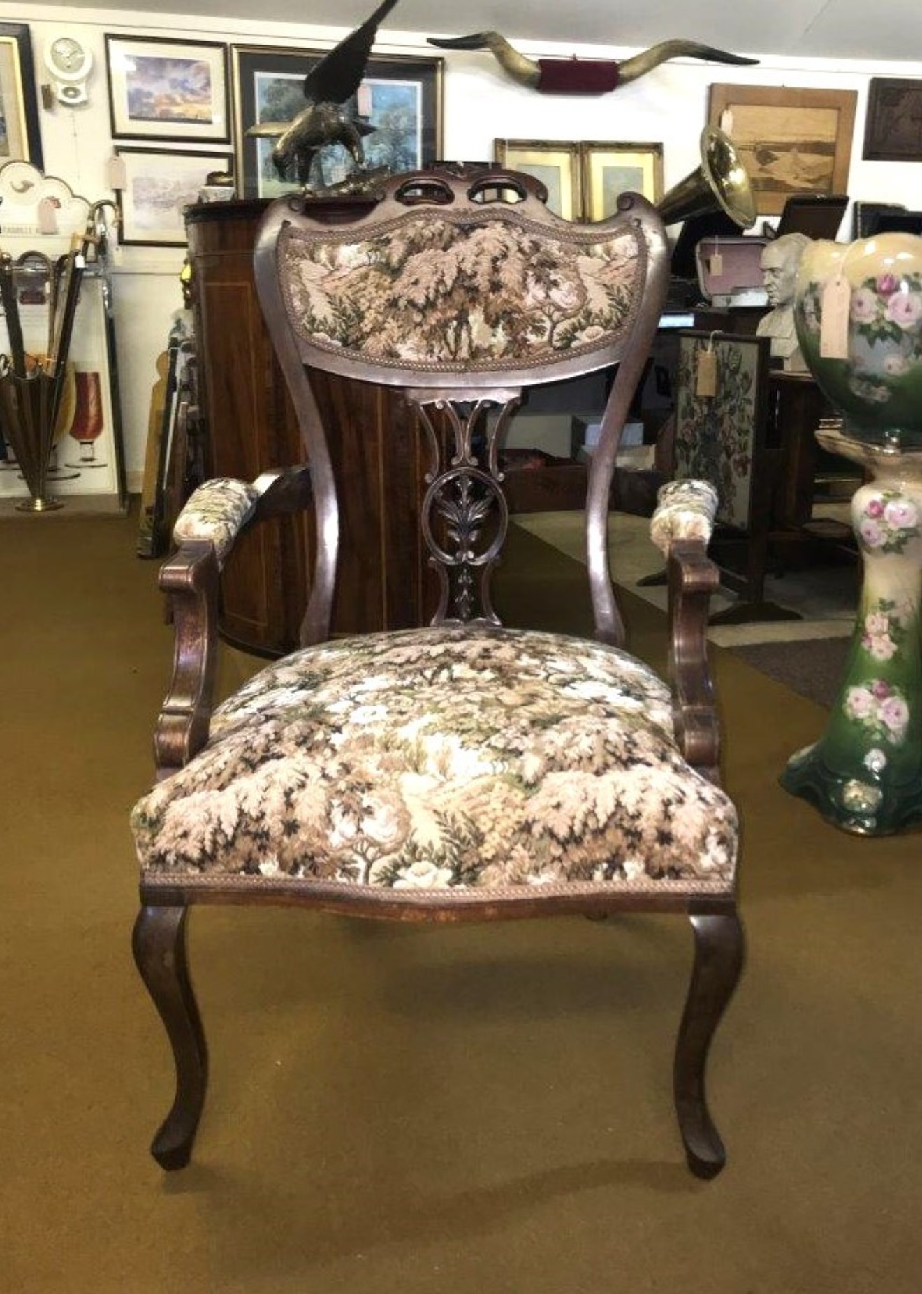 Victorian Mahogany Open Armchair