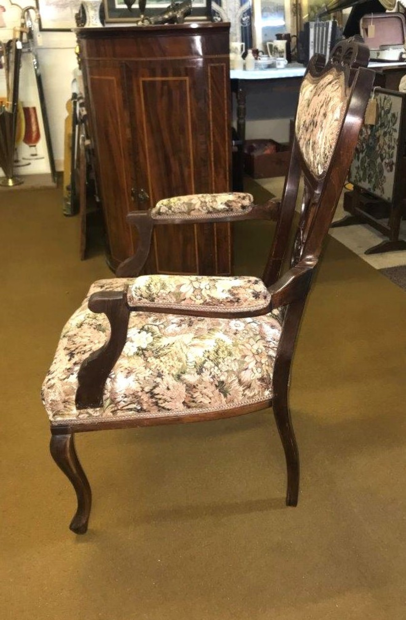 Victorian Mahogany Open Armchair