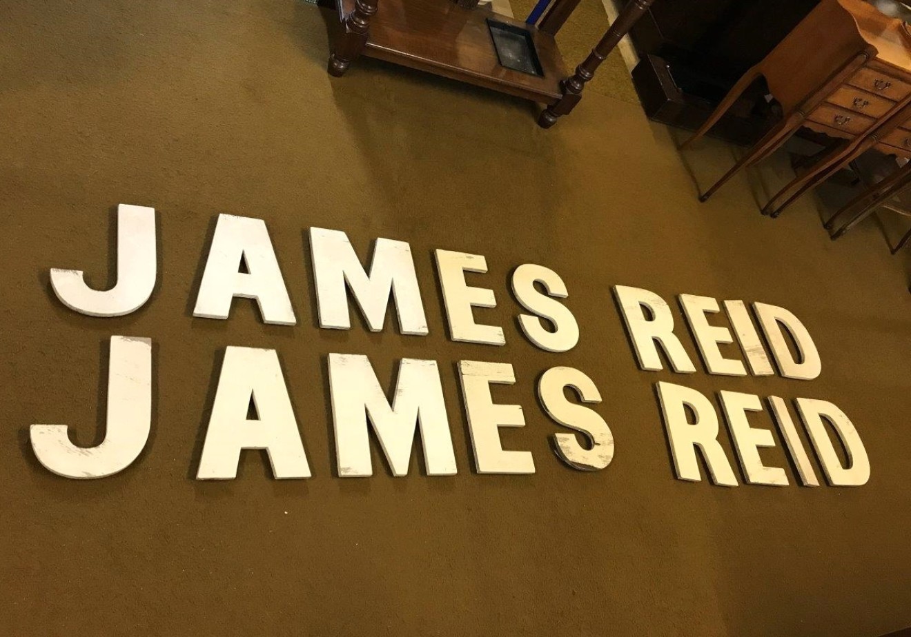 Wooden Shop Sign Letters JAMES REID (2 Sets)