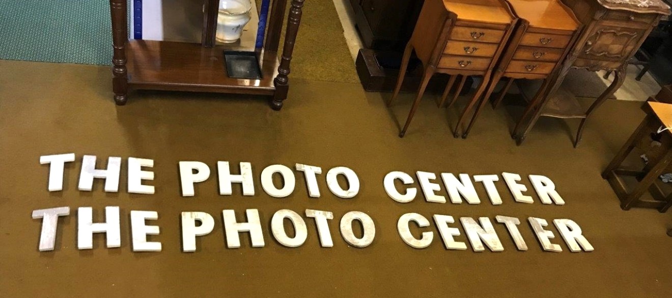 Wooden Shop Sign Letters THE PHOTO CENTER (2 Sets)