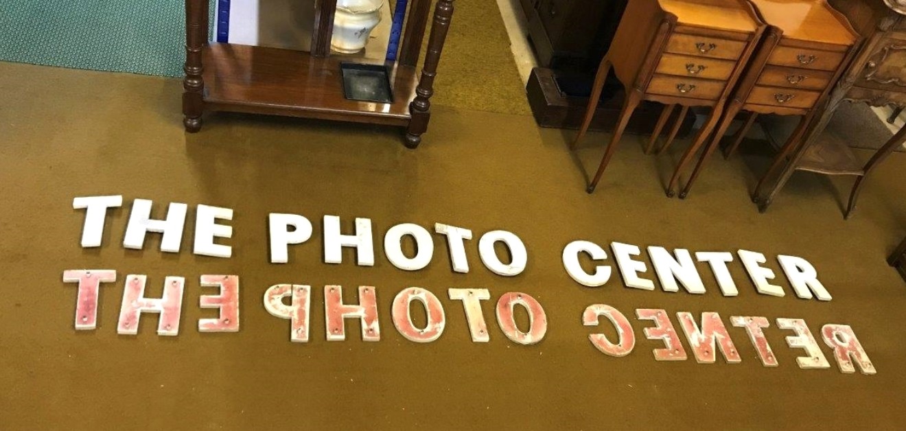 Wooden Shop Sign Letters THE PHOTO CENTER (2 Sets)