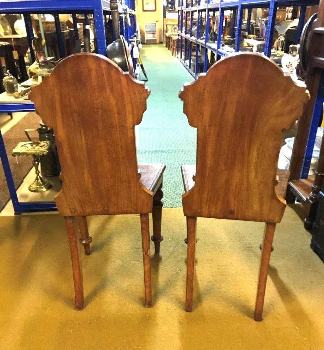 Pair of Victorian Walnut Hall Chairs