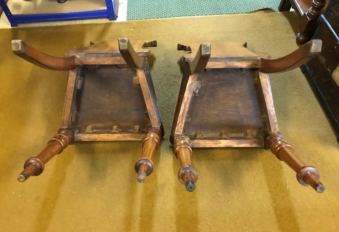 Pair of Victorian Walnut Hall Chairs