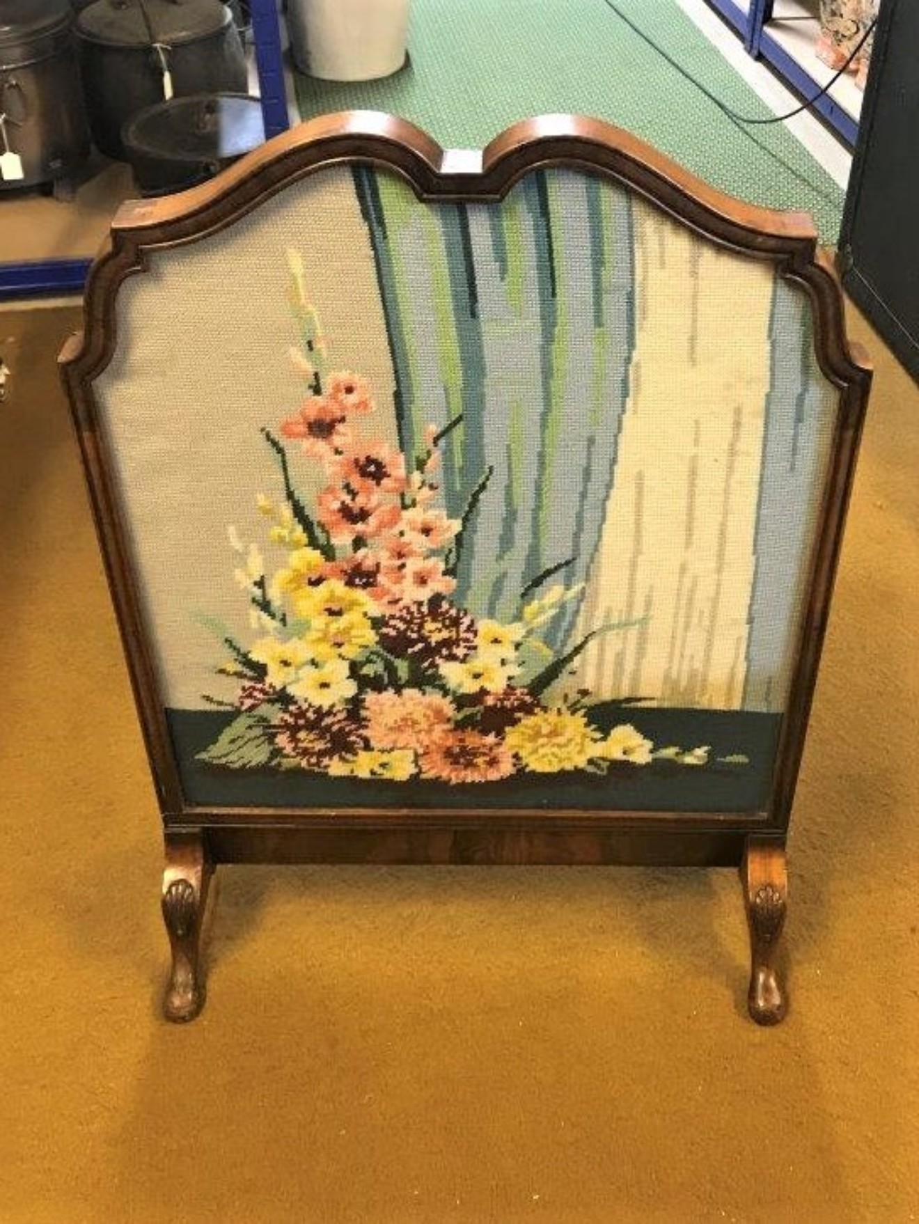 Edwardian Walnut Sampler Fire Screen