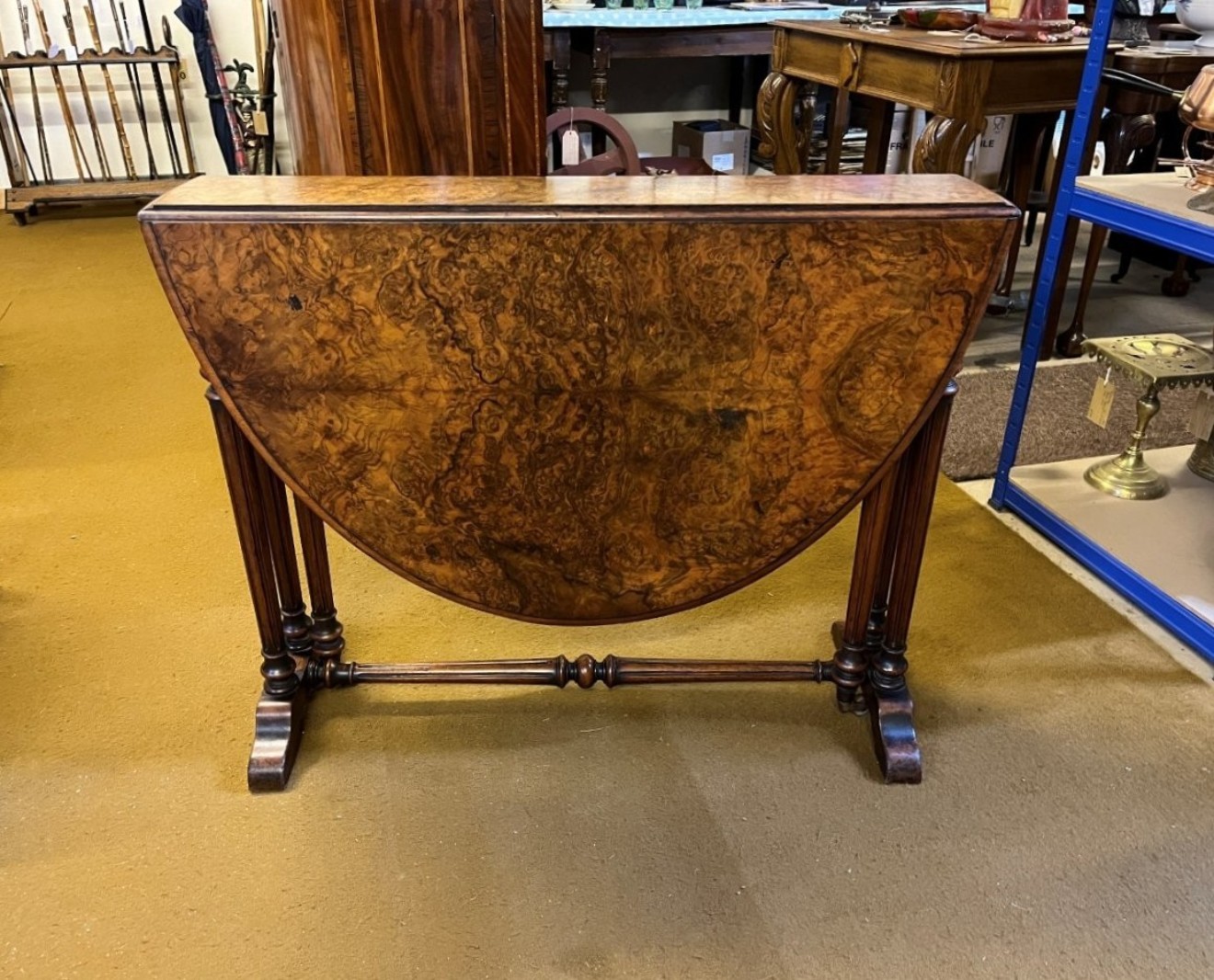 Victorian Oval Burr Walnut Sutherland Table