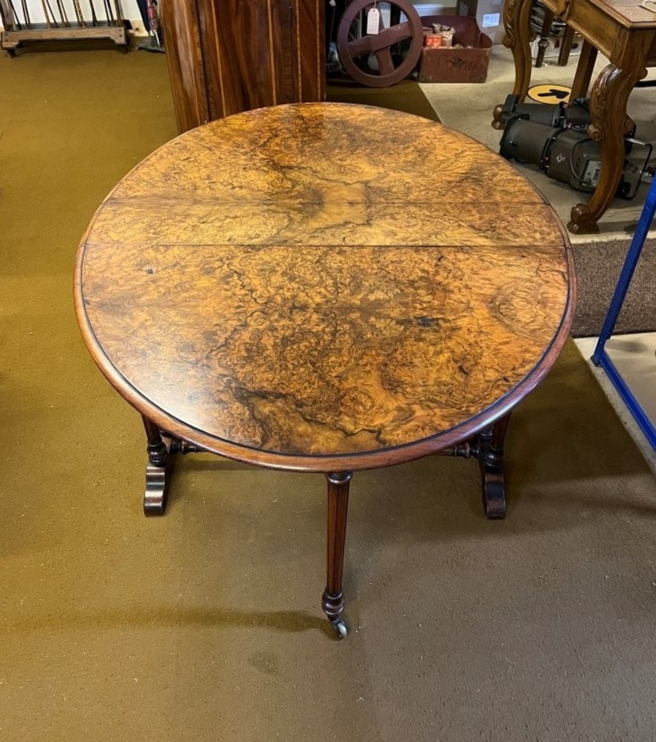 Victorian Oval Burr Walnut Sutherland Table