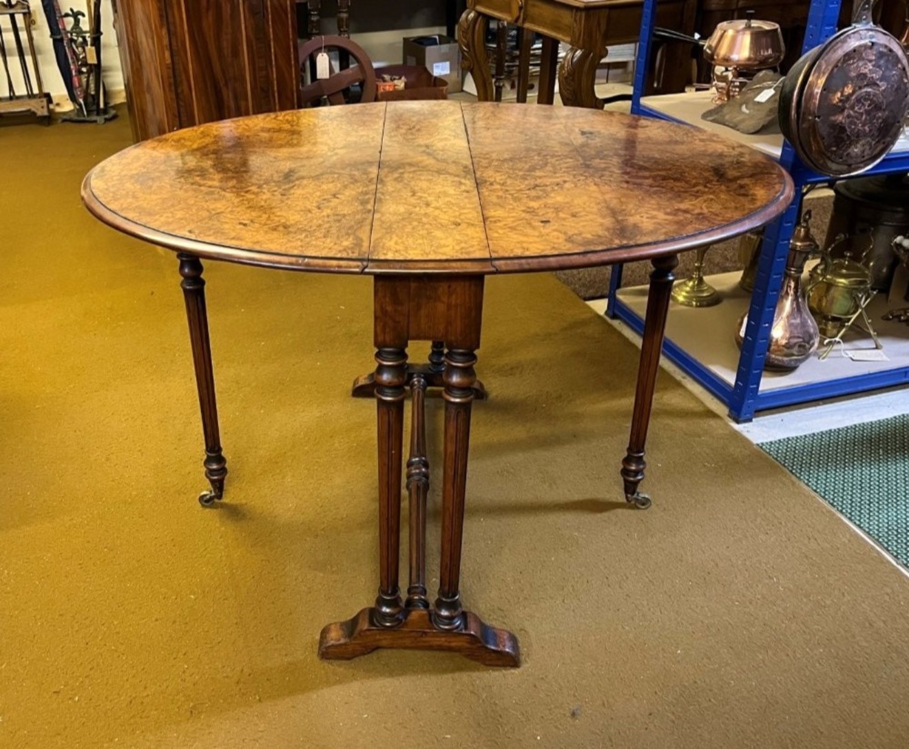 Victorian Oval Burr Walnut Sutherland Table