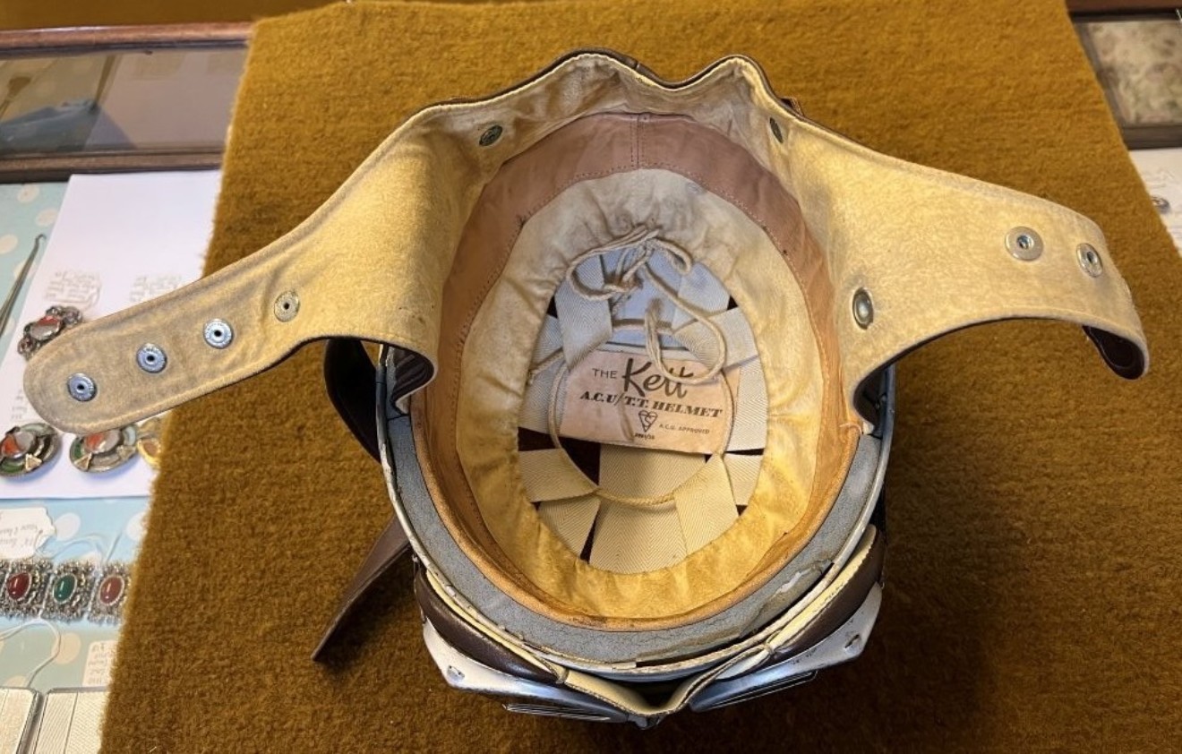 Vintage "The Kett" Pudding Basin ACU / TT Motorcycle Helmet and Aviator Goggles