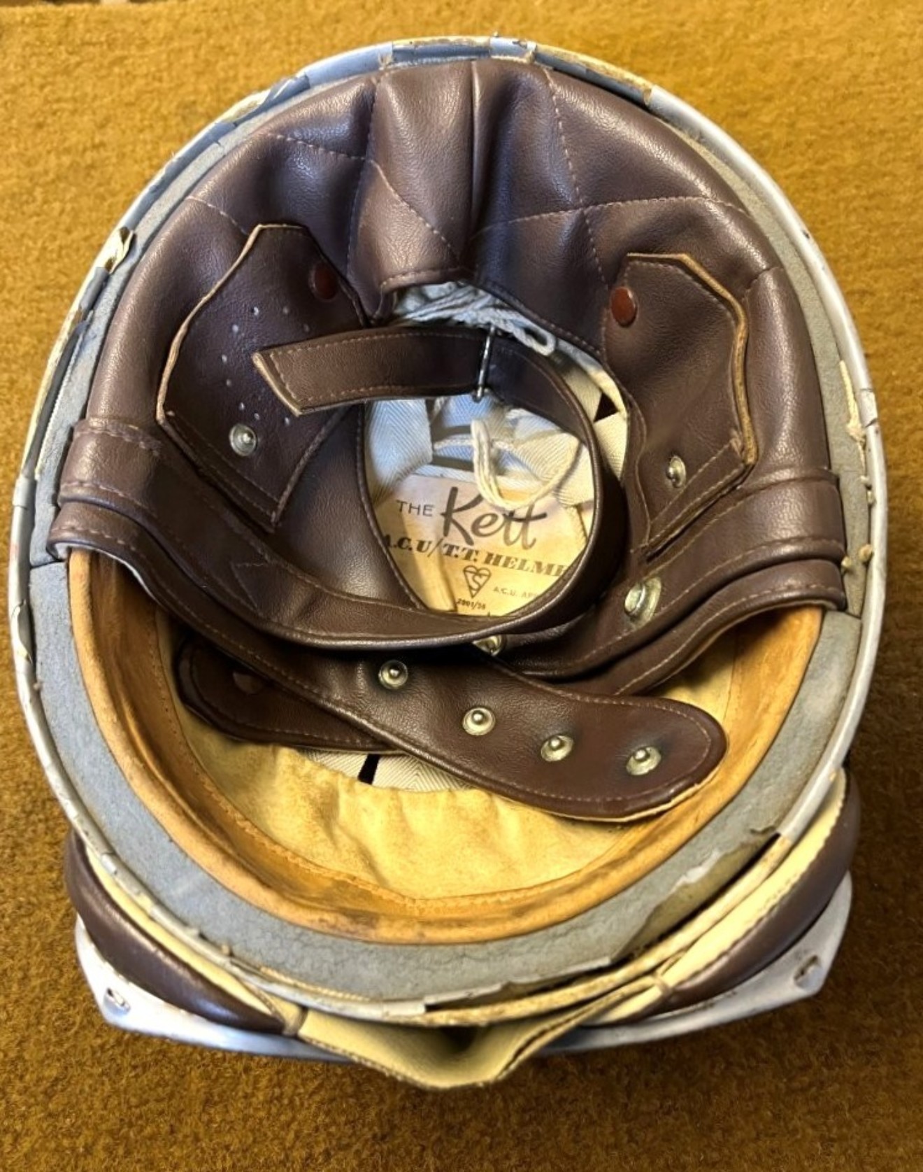 Vintage "The Kett" Pudding Basin ACU / TT Motorcycle Helmet and Aviator Goggles