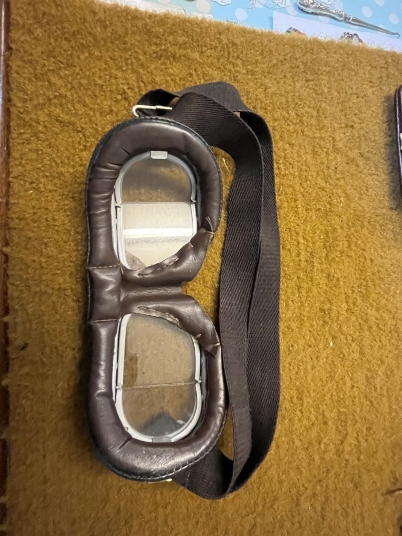 Vintage Racing Motorcycle Helmet and Halcyon Aviator Goggles