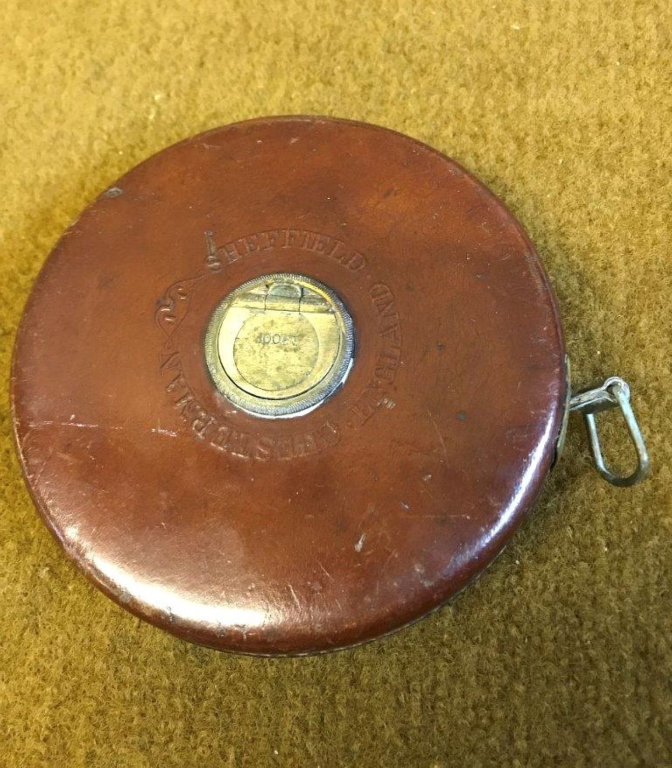 Vintage Chesterman's Leather & Brass Tape Measure 100 Feet