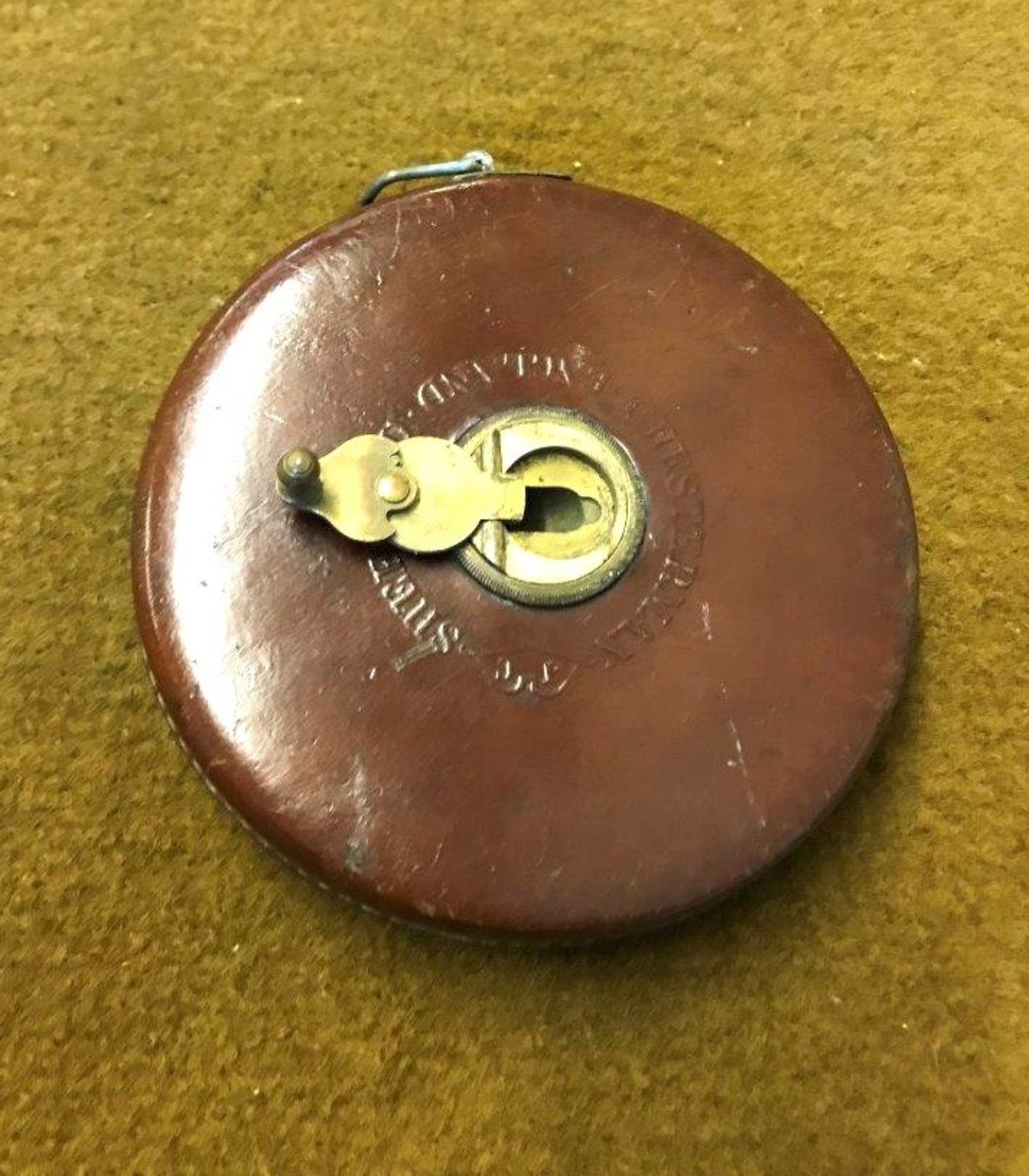 Vintage Chesterman's Leather & Brass Tape Measure 100 Feet