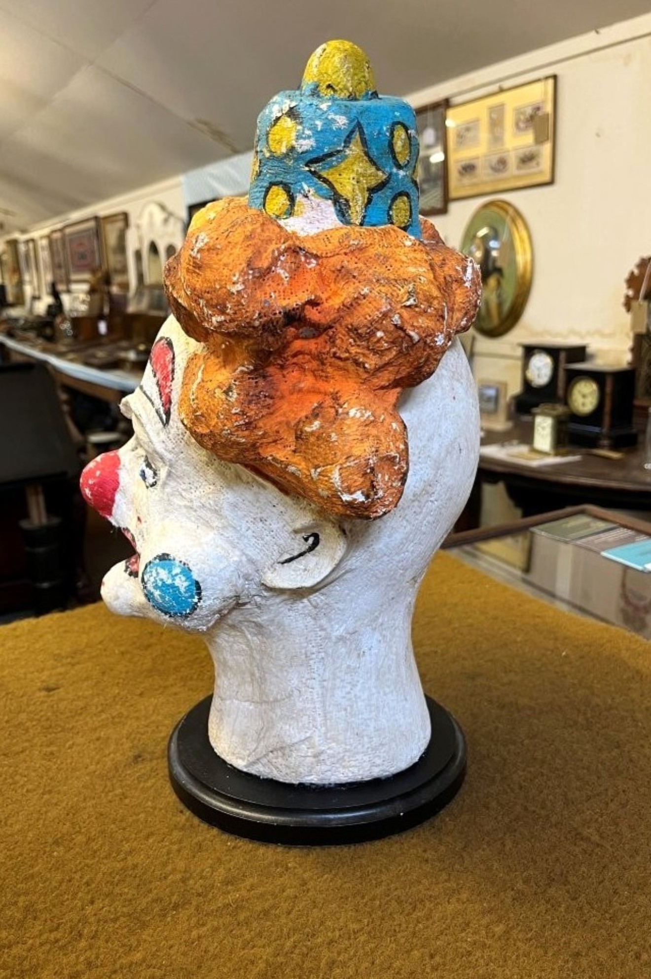 Vintage French Clowns Head ﻿Papier Mache Bust