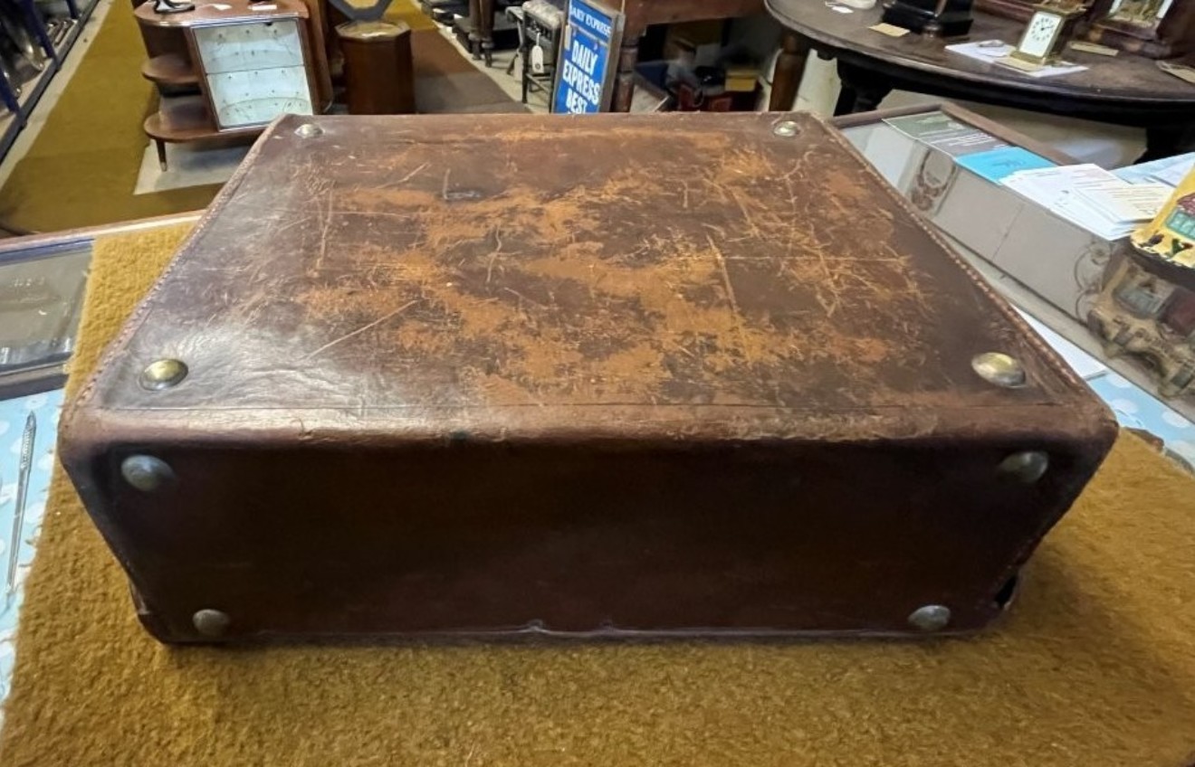 Antique Fitted Travel Case with Cunard Line RMS Aquitania from New York to Southampton Label