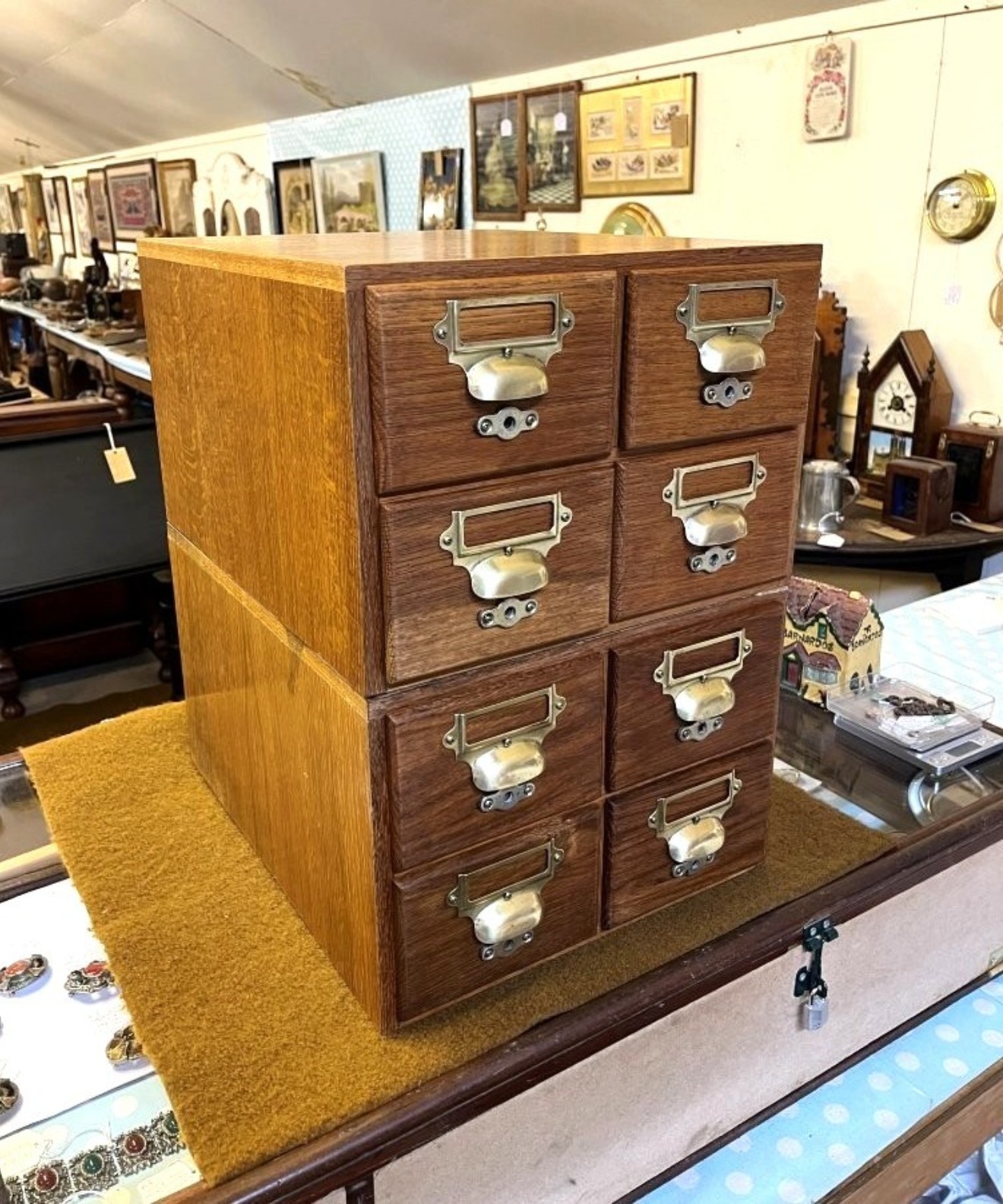 Mid Century 8 Drawer Filing / Index Card Cabinet