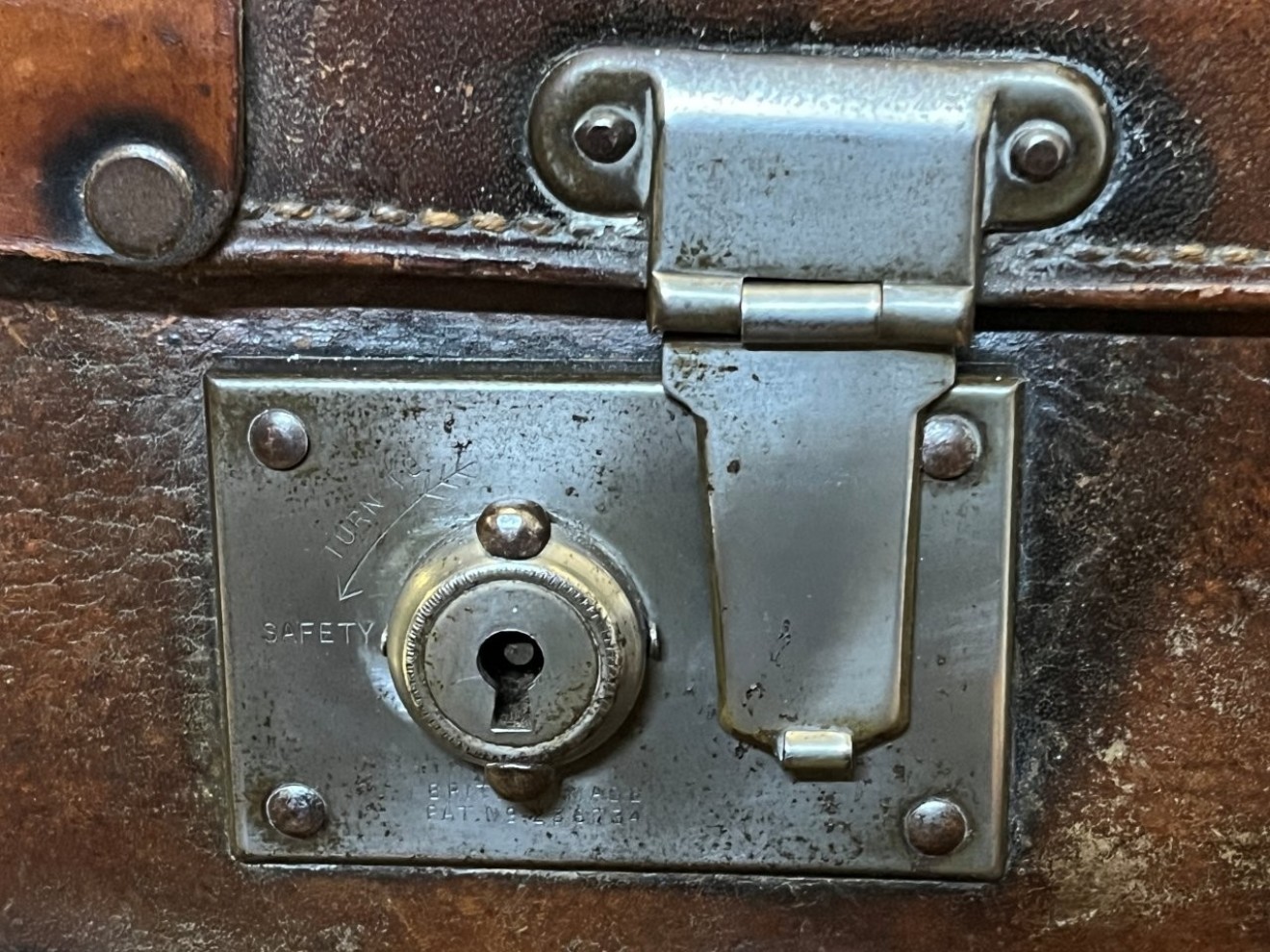 Vintage Leather Suitcase with Retaining Straps