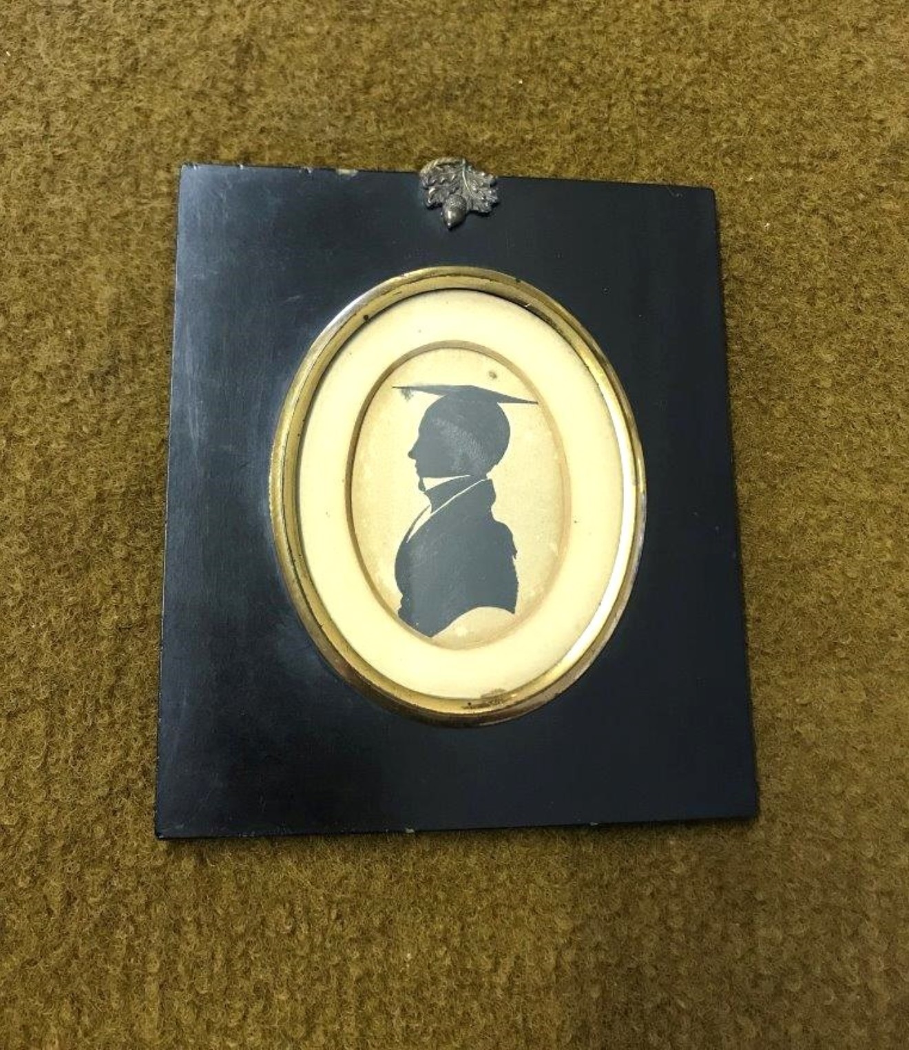 Victorian Portrait Silhouette of a School Master with Highlights Picked Out in Silver Grey