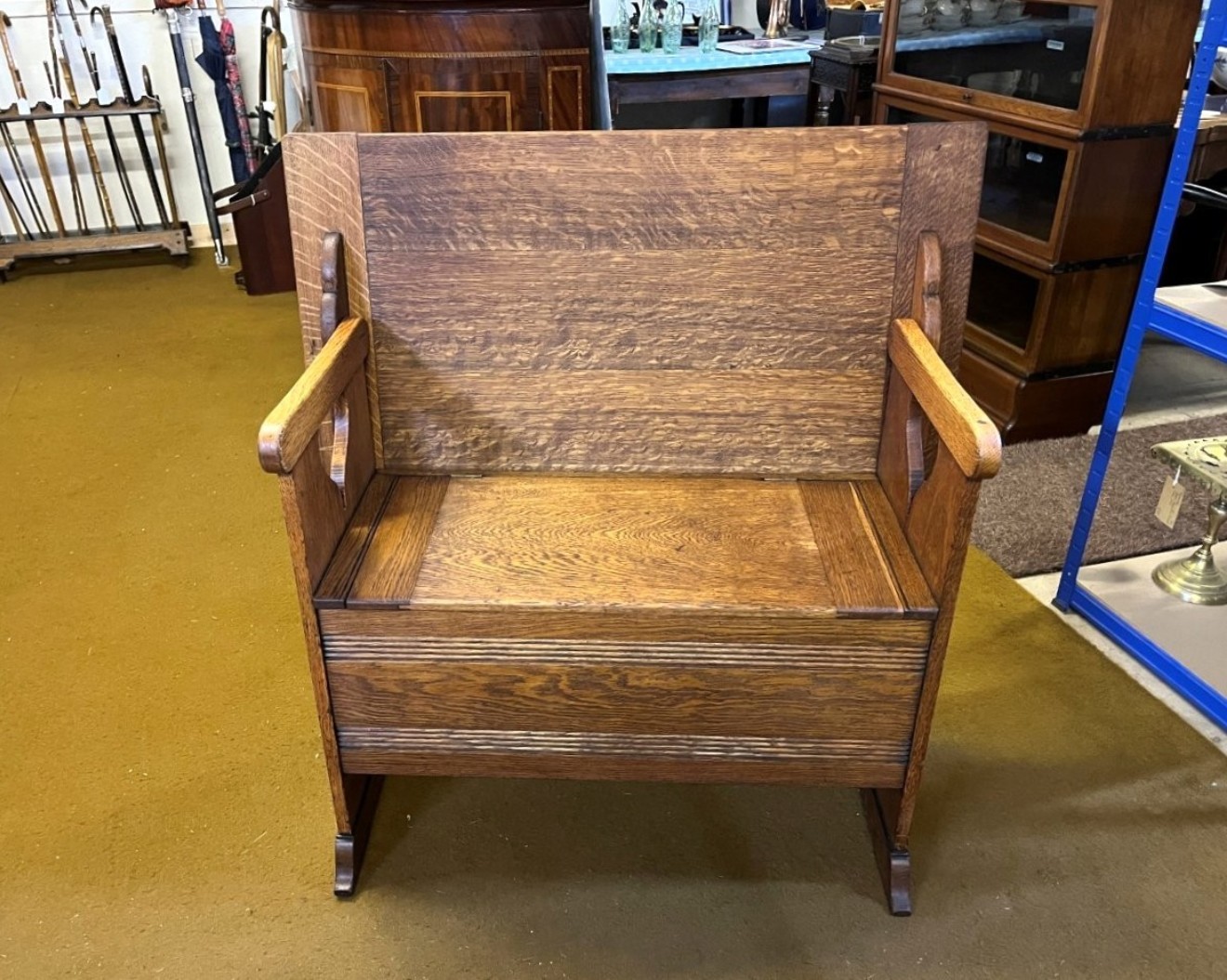 Arts and Crafts Golden Oak Metamorphic Hall Settle / Monks Bench by Liberty & Co of London