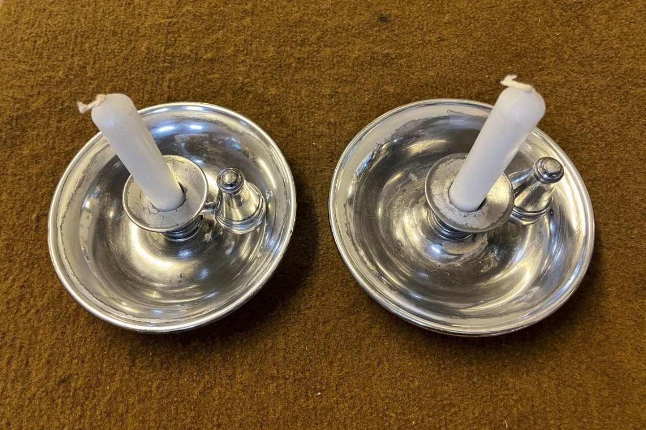Victorian Pair of Silver Plated James Dixon & Sons Sheffield Candle Holders and Snuffers