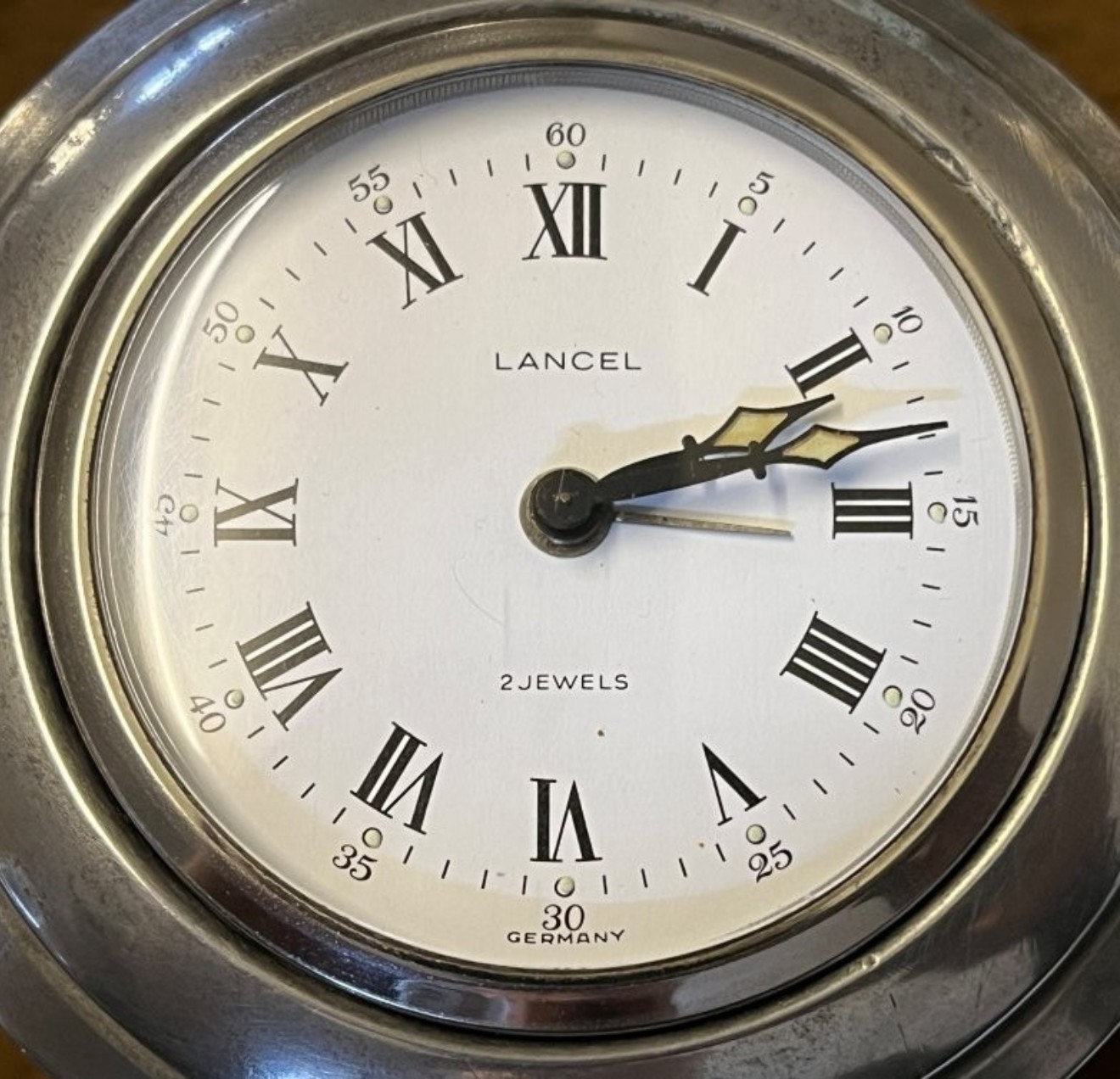 Vintage French Pewter Lidded Tankard with Clock in the Lid By Les Etains du Manoir Paris France