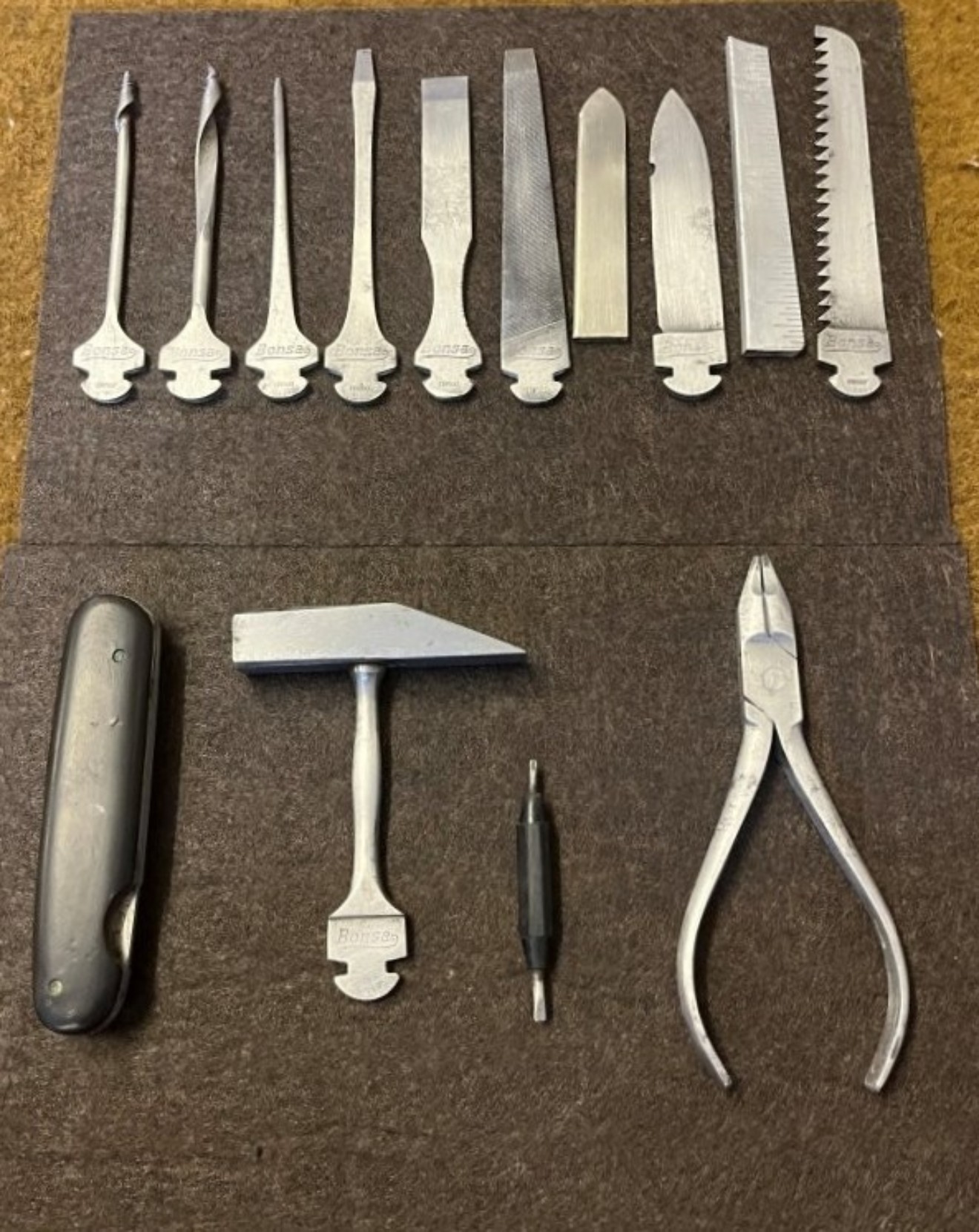 Rare Vintage German Bonsa (Bontgen & Sabin) 12 Piece Pocket Tool Kit Retailed by Fortnum & Mason On Piccadilly London