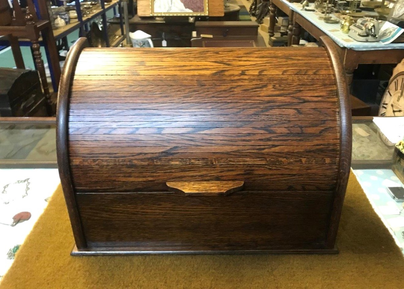 Victorian Oak Tambour Front Stationery Box