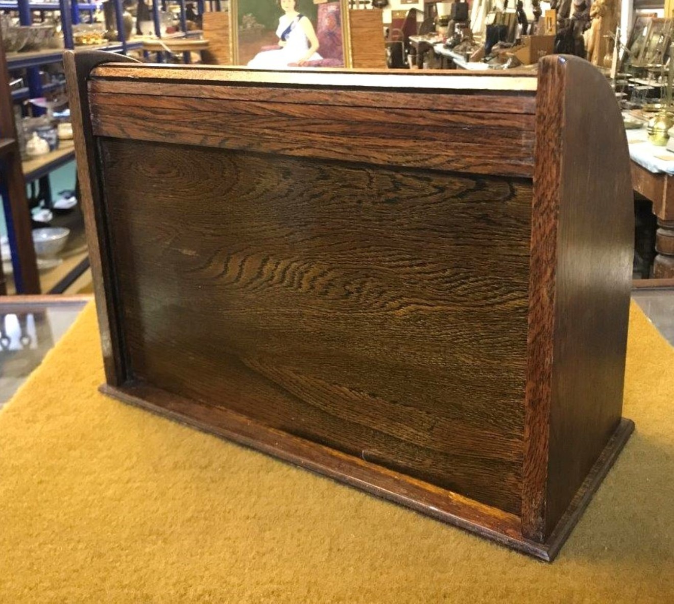 Victorian Oak Tambour Front Stationery Box