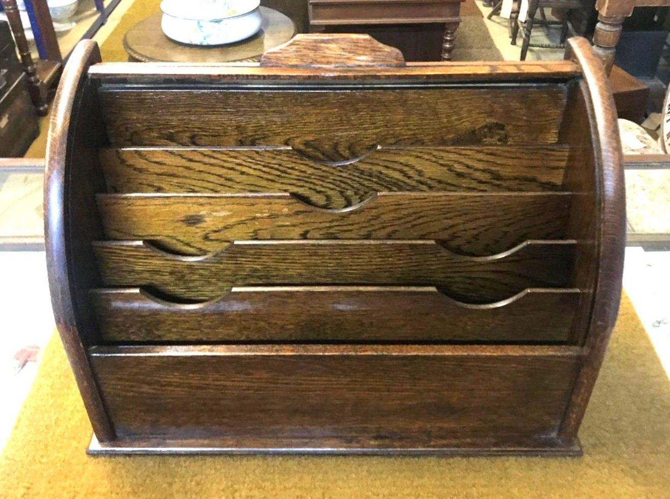 Victorian Oak Tambour Front Stationery Box