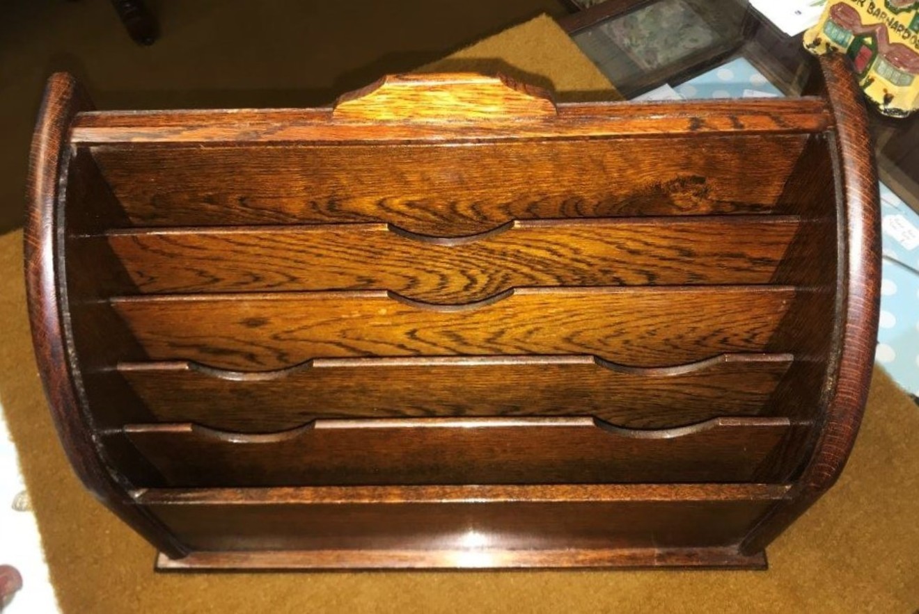 Victorian Oak Tambour Front Stationery Box