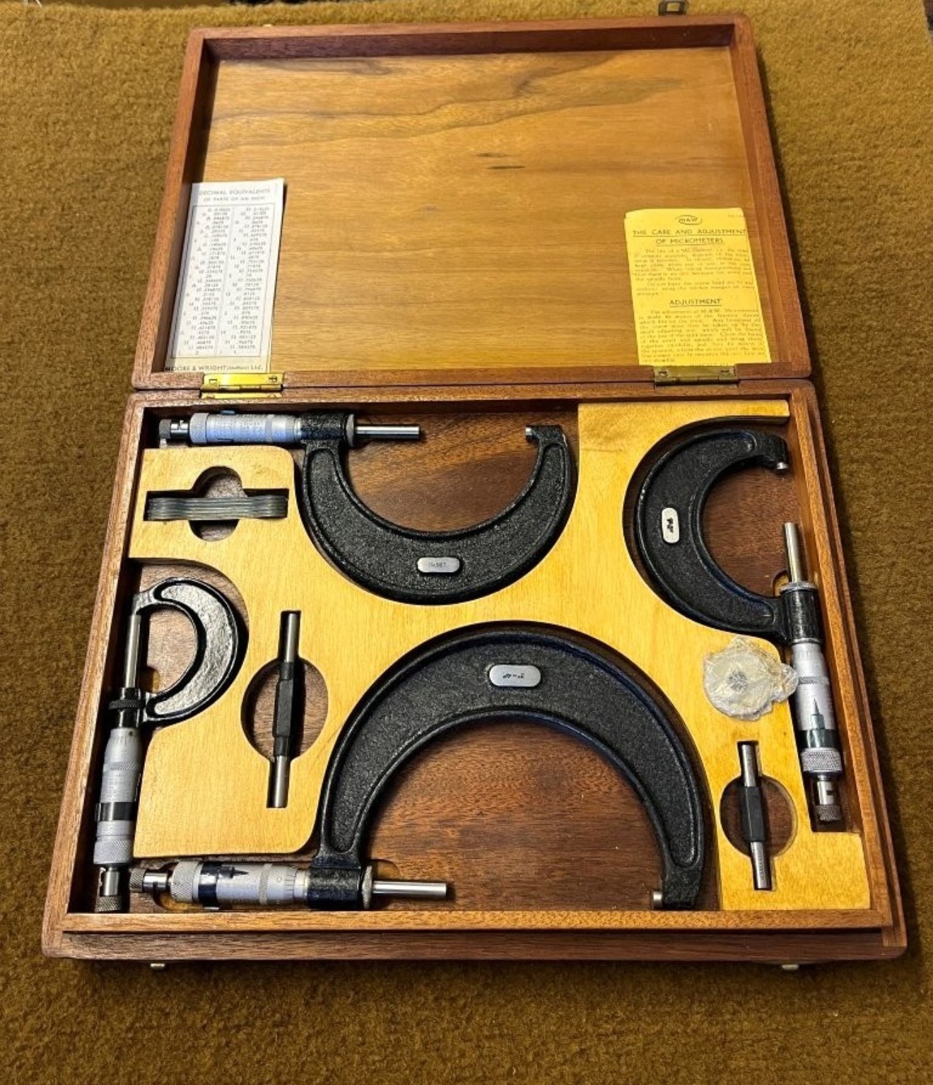 Vintage 6 Piece Moore & Wright External Micrometer Set