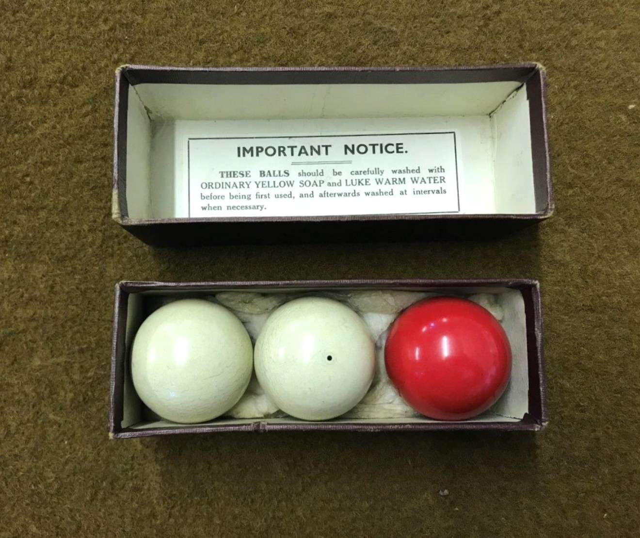 Vintage Set of Crystalate Billiard Balls in Original Box